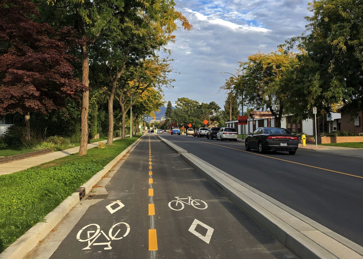 Two-way protected bike lane on Sutherland Avenue