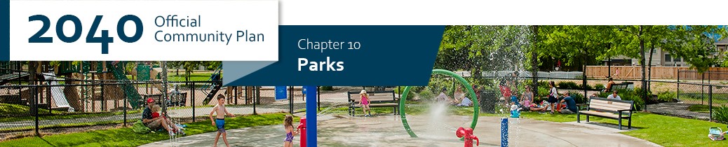 2040 OCP - Chapter 10 - Parks chapter header, image of Quilchena Waterpark in Kelowna