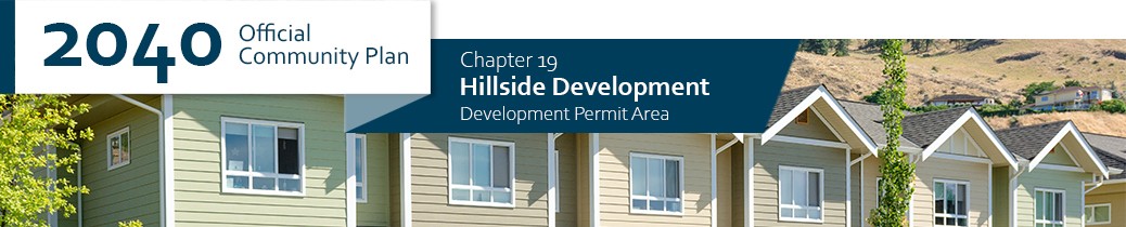 2040 OCP - Chapter 19 - Hillside Development chapter header, image of row houses on hillside