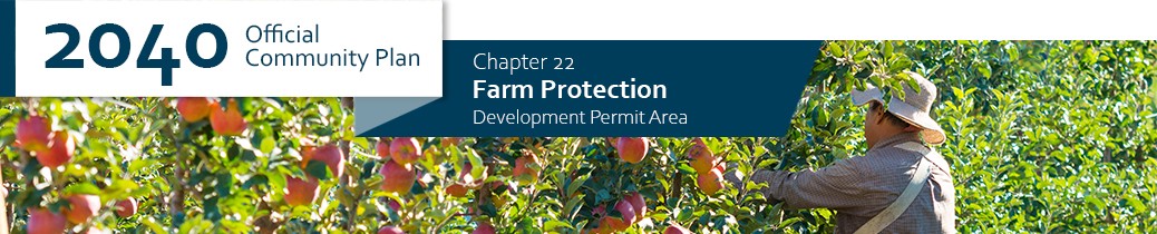 2040 OCP - Chapter 22 - Farm Protection, chapter header, image of farmer in orchard