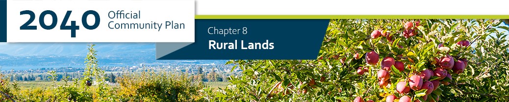 2040 OCP - Chapter 8 - Rural Lands chapter header, image of apple orchard in Kelowna